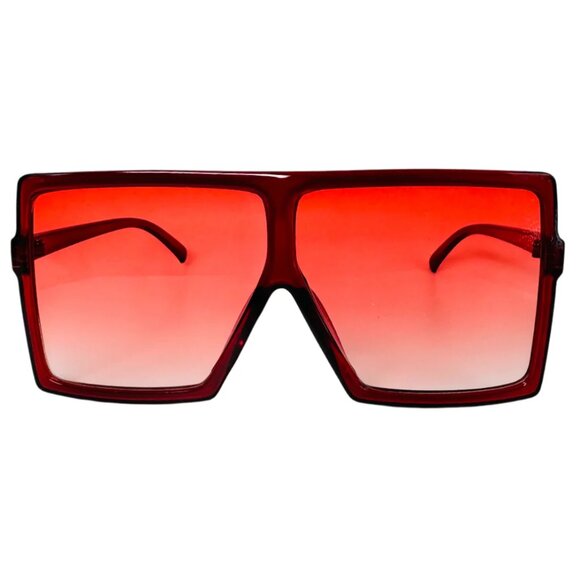 6072 | Dark Red Square Unisex Sunglasses - Picture 1 of 5
